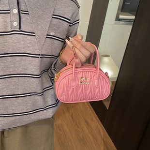 2026冬季新款高颜值迷你褶皱保龄球包手提单肩斜挎小包口红零钱包