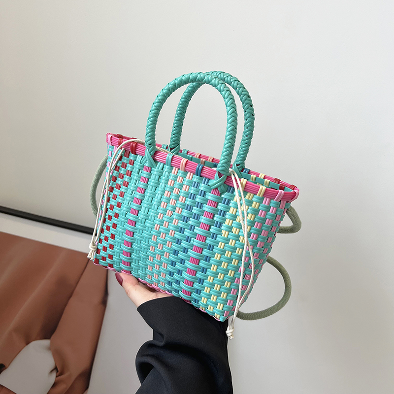 小众水桶托特菜篮子编织包