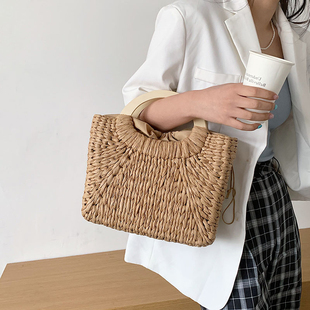 2025新款 编织包女草编包海边夏天度假沙滩包手提包手工大容量包包