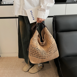 大容量手工编织草编包女夏天2026新款单肩斜挎托特海边度假沙滩包