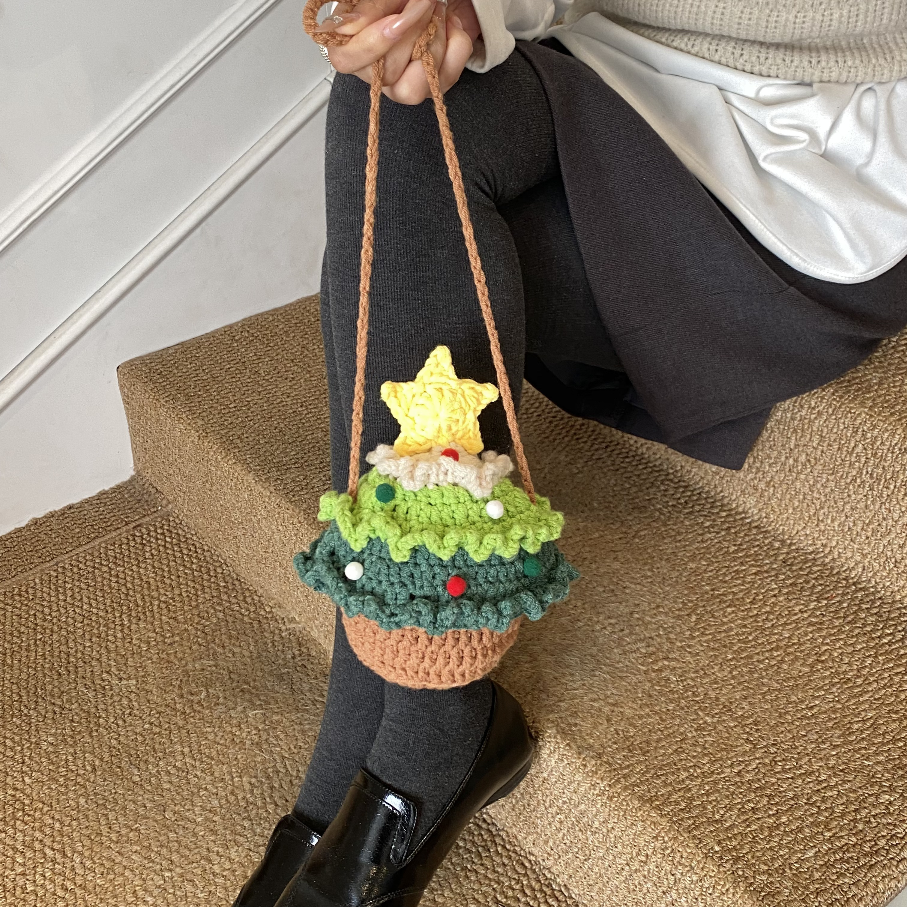 稀奇古怪设计感包包圣诞树小包包女2025编织单肩斜挎包迷你口红包