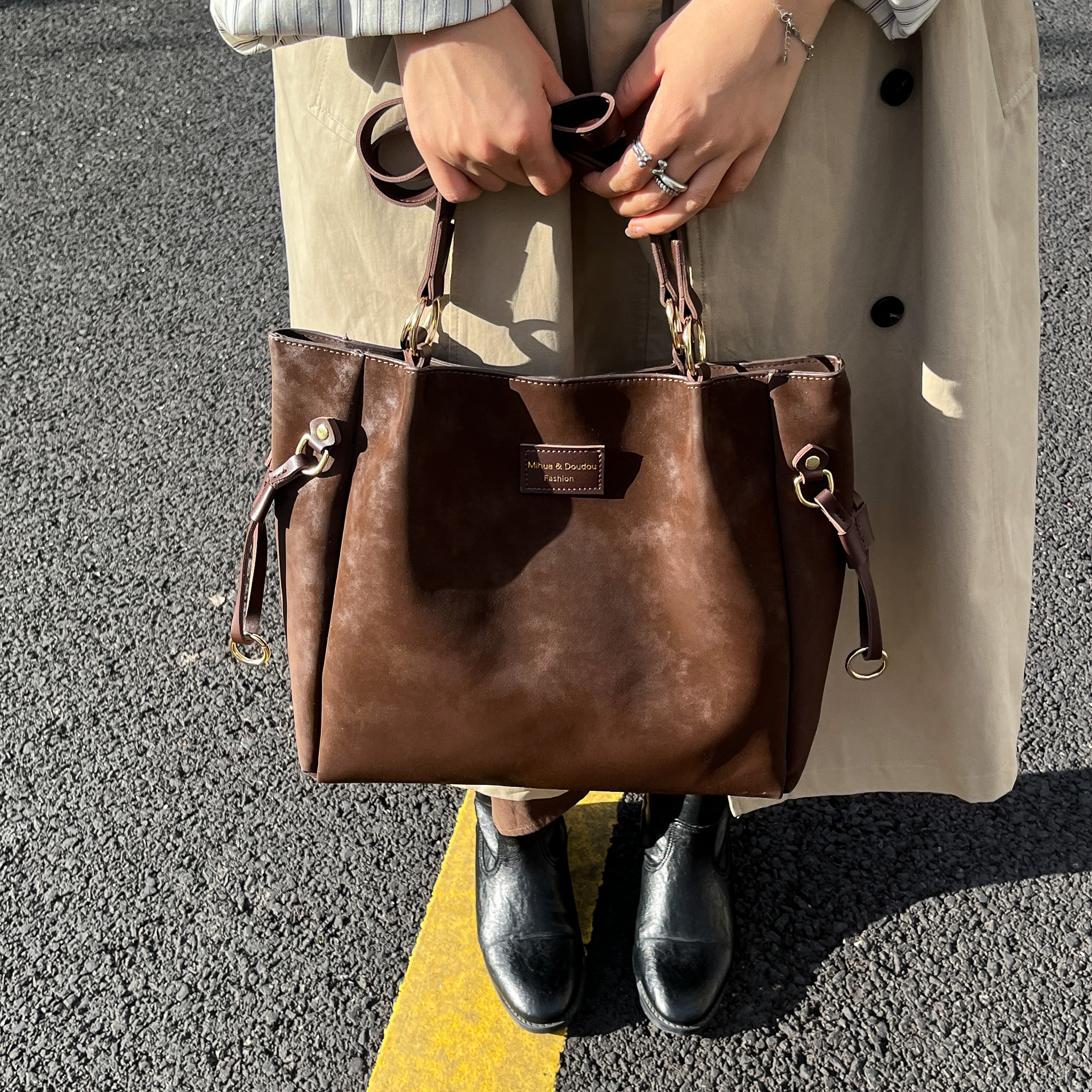 韩系高级感磨砂单肩腋下包包女2025秋冬季新款手提包大容量托特包