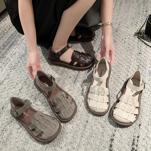真皮百搭软底凉鞋女夏季