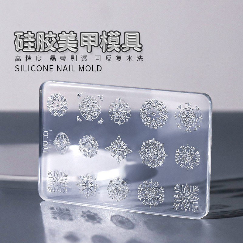 美甲3D浮雕硅胶雕花模具雪花蕾丝波西米亚蝴蝶滴胶模具