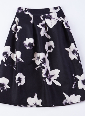 LOEN製衣 原创设计秋冬新款日系复古百搭黑色印花半身裙女 FUDGE