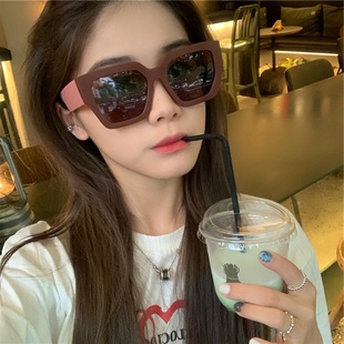 红色墨镜女防紫外线多边倒梯形大脸专用眼镜遮阳防紫外线太阳镜男