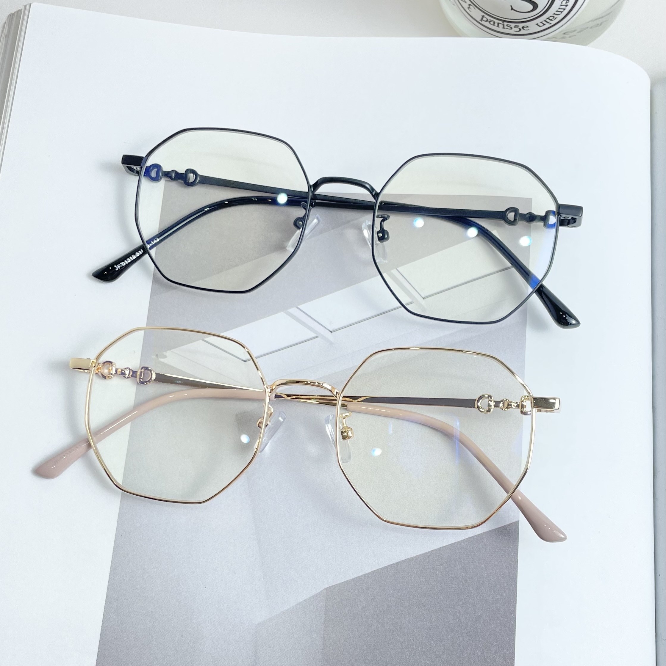 素颜超轻金丝眼镜框女文艺复古多边形配度数散光防蓝光近视眼镜框
