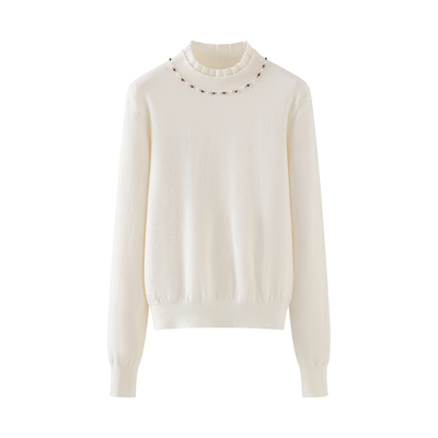 实拍女装白色半高领毛衣2025秋冬新款配大衣针织衫时髦打底衫