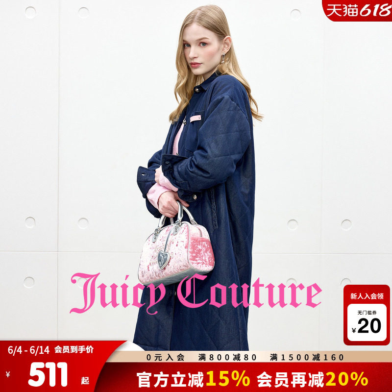 Juicy Couture橘滋外套女牛仔加厚夹棉衬衫中长上衣