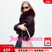 Juicy 90白鸭绒 Couture橘滋羽绒服女带毛领短外套