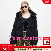 Juicy 90白鸭绒 Couture橘滋羽绒服女毛绒黑外套