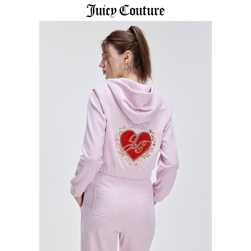 Juicy Couture橘滋外套女2024春季新款美式短款显瘦天鹅绒上衣