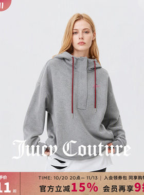 Juicy Couture橘滋秋冬连帽宽松卫衣女装套头设计感抽绳休闲上衣