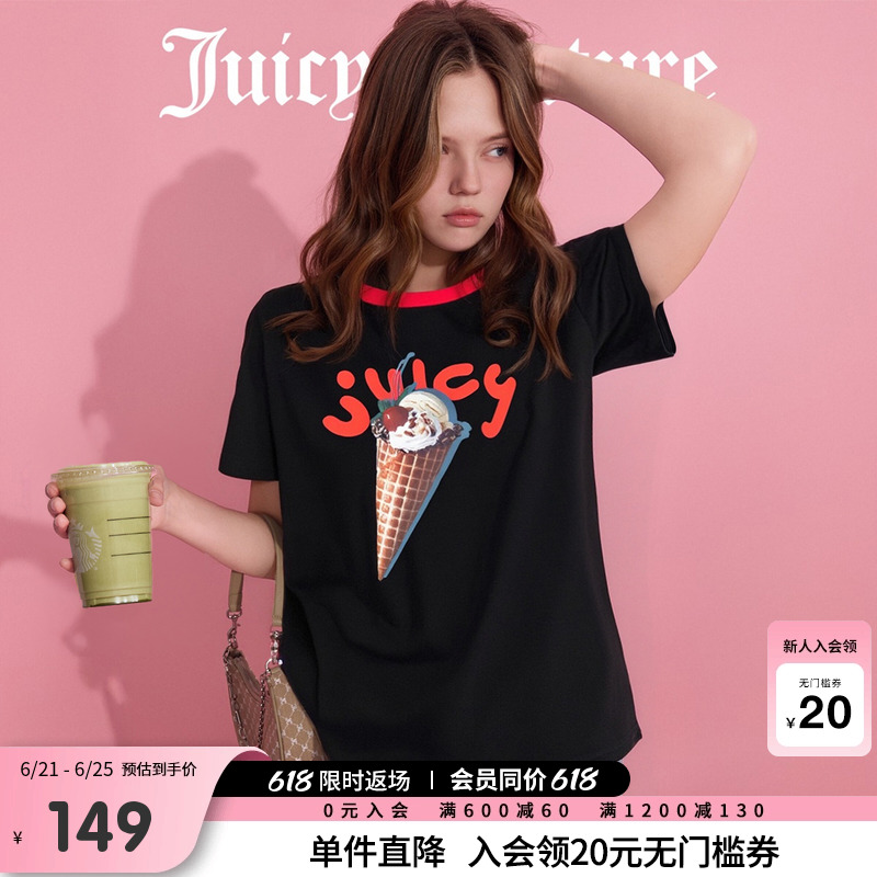Juicy Couture橘滋T恤女2025年夏新款独特印花美式圆领短袖上衣