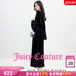 丝绒长裙 黑色高级法式 Juicy Couture橘滋连衣裙女2025年秋冬新款