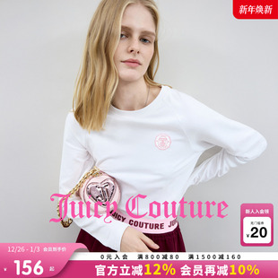 圆领长袖 白色休闲打底衫 上衣 Couture橘滋T恤女25年秋冬新款 Juicy