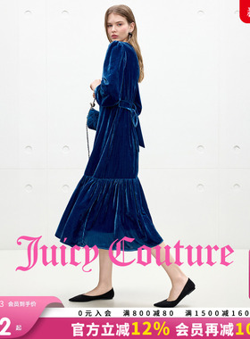 Juicy Couture橘滋连衣裙女2025年秋冬新款古典优雅缎光丝绒长裙