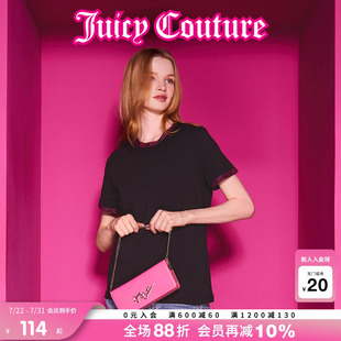 Juicy 美式 撞色提花百搭圓領短袖 Couture橘滋T恤女2025年夏新款