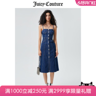 修身 Juicy Couture橘滋连衣裙女2023夏季 新款 长裙吊带牛仔连衣裙