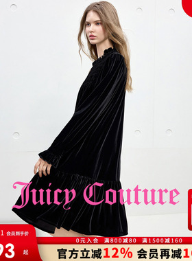 Juicy Couture橘滋连衣裙女2025年秋冬新款黑色优雅法式丝绒裙子