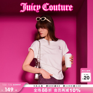 美式 Juicy Couture橘滋T恤女2025年夏新款 燙鉆修身 上衣 白色短袖