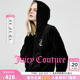 外套女黑色烫钻连帽丝绒上衣 云棉天鹅绒 Juicy Couture橘滋