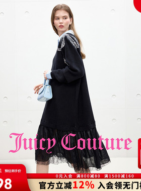 Juicy Couture橘滋连衣裙女2025年秋冬新款蕾丝拼接针织中长裙