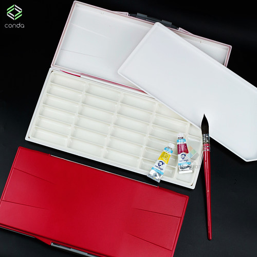 conda康大便携式水彩颜料调色盒颜料盒水彩调色盘24色颜料美术专