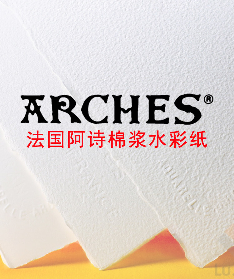 法国进口阿诗水彩纸300g棉浆水彩纸袋装手工棉浆水彩纸全开对开4k8k