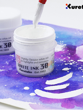 日本吴竹kuretake进口水彩漫画白墨水防水高光墨水水彩绘画高光墨水耐水性高手绘用品工具白色修正液