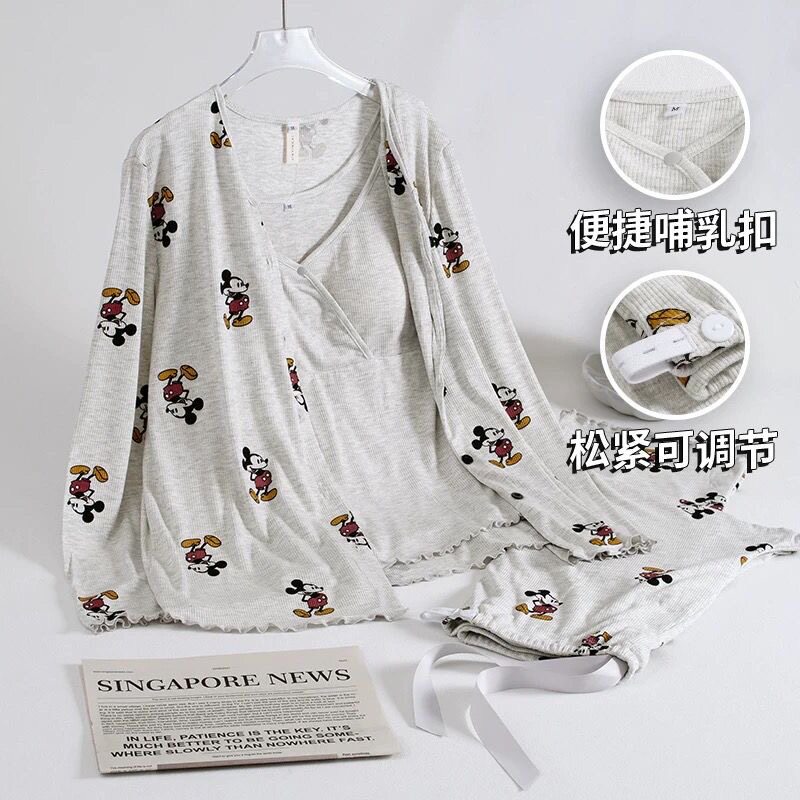 a类月子服纯棉三件套春夏季薄款家居服套装