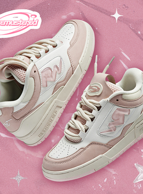 左航同款 REEMUSTERED 国潮复古面包滑板鞋 果冻LOGO 脏粉 女款