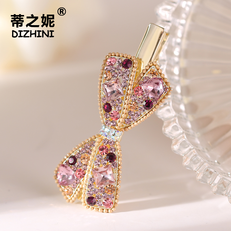 韩国蝴蝶结进口发夹水钻