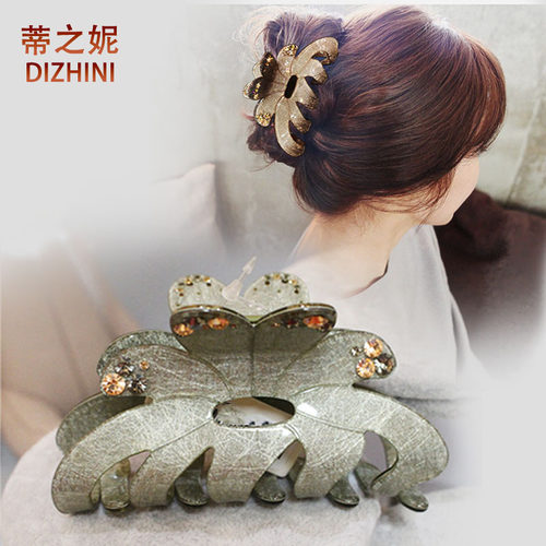 韩国水钻夹子妈妈款头抓发夹大号抓卡子头饰亚克力盘发抓夹发饰品 - 封面