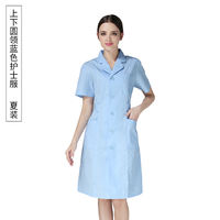 Nurse uniform for women, long-sleeved pink white coat, medical student round neck, beauty salon work uniform for women, nurse uniform for women, short-sleeved thumbnail 6