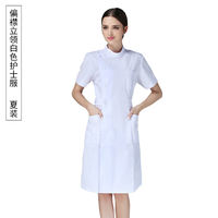 Nurse uniform for women, long-sleeved pink white coat, medical student round neck, beauty salon work uniform for women, nurse uniform for women, short-sleeved thumbnail 7
