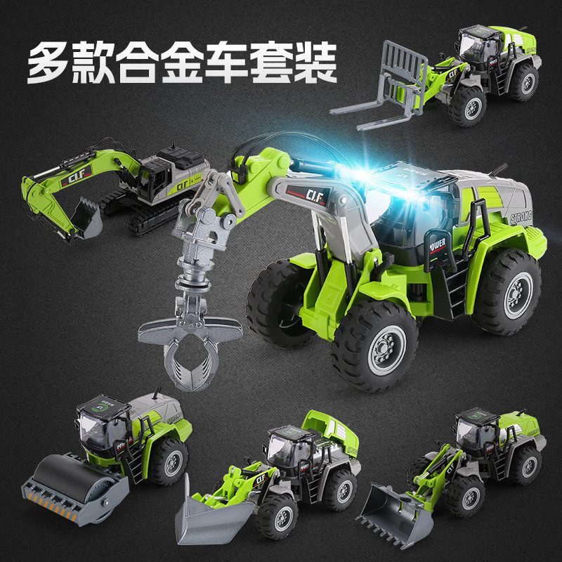 大号合金工程车模型挖掘机铲车伐木推土机吊车铲雪玩具 包邮