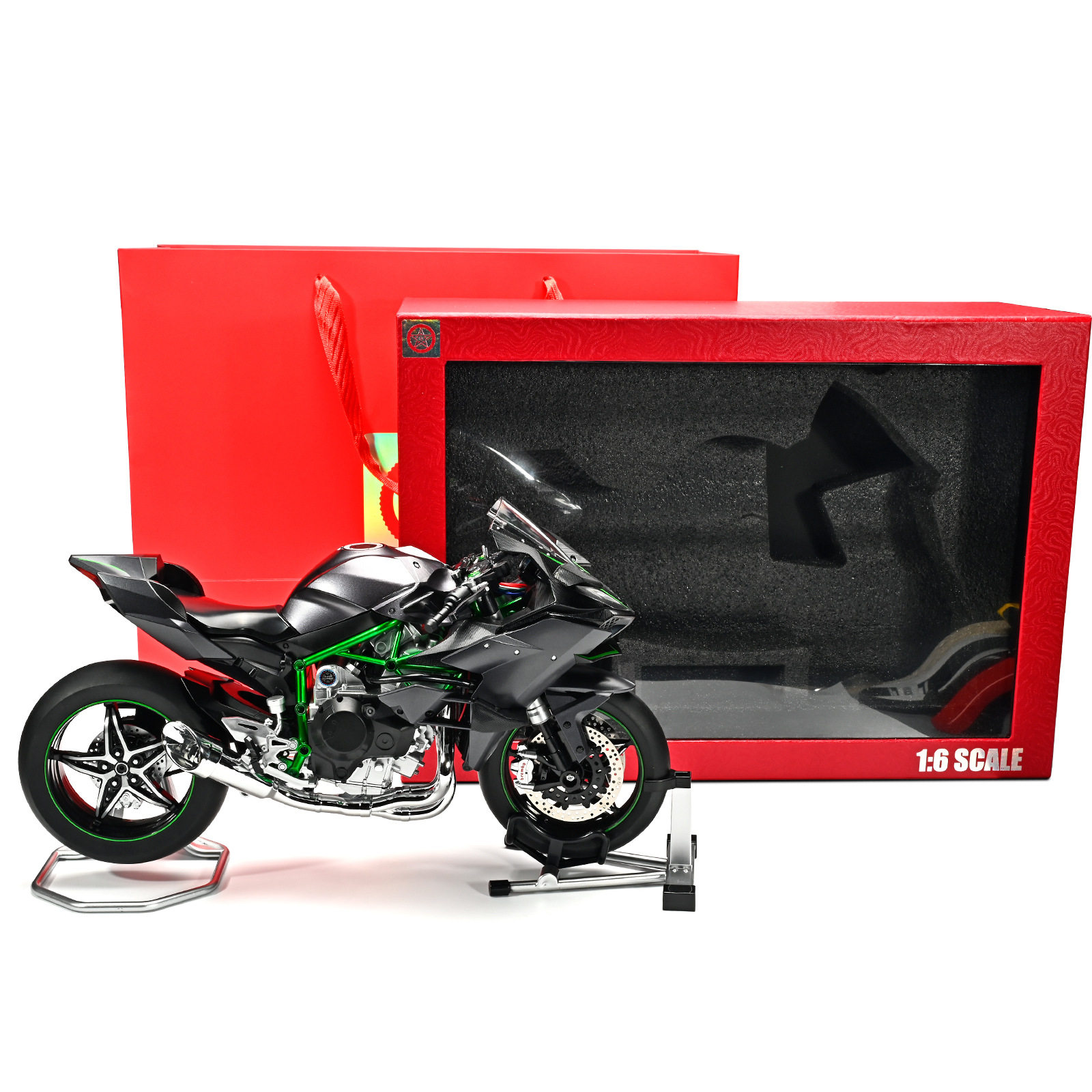 1:6可打火川崎摩托车模型仿真合金机车钥匙启动可喷雾精美摆件