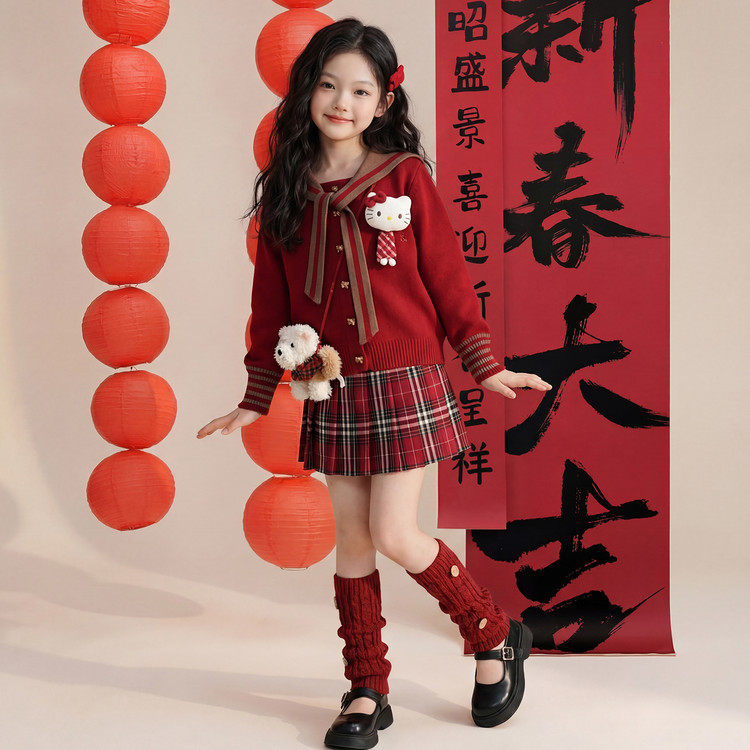 女童红色毛衣裙子套装秋冬2026新款儿童冬装新年装衣服女孩拜年服,童装/婴儿装/亲子装,套装,淘宝优惠券,粉丝福利购,淘宝优惠卷