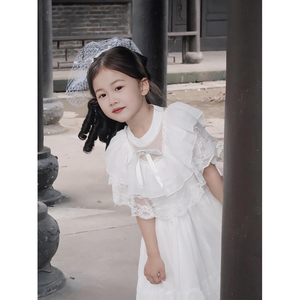 留洋大小姐服装儿童连衣裙千金穿搭生日礼服长裙子白色女童公主裙