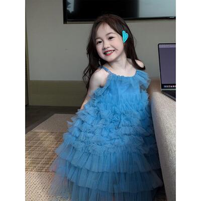 女童春装2026新款度假风出游穿搭连衣裙儿童吊带裙子迪士尼公主裙