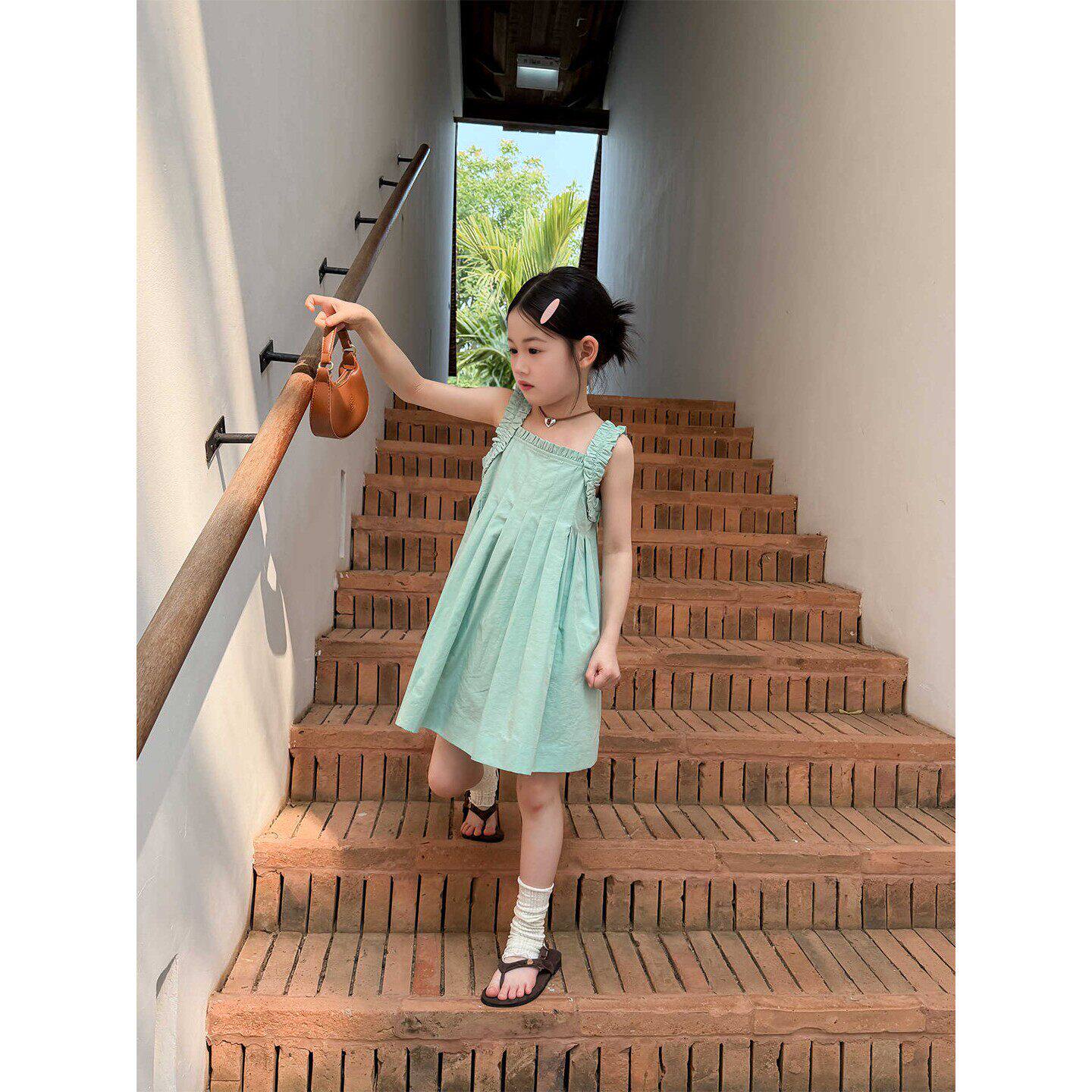 女童夏装生日礼服裙儿童吊带洋装日常可穿女孩绝美无袖公主裙夏
