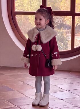 新年装女童安哥拉红外套拜年年服