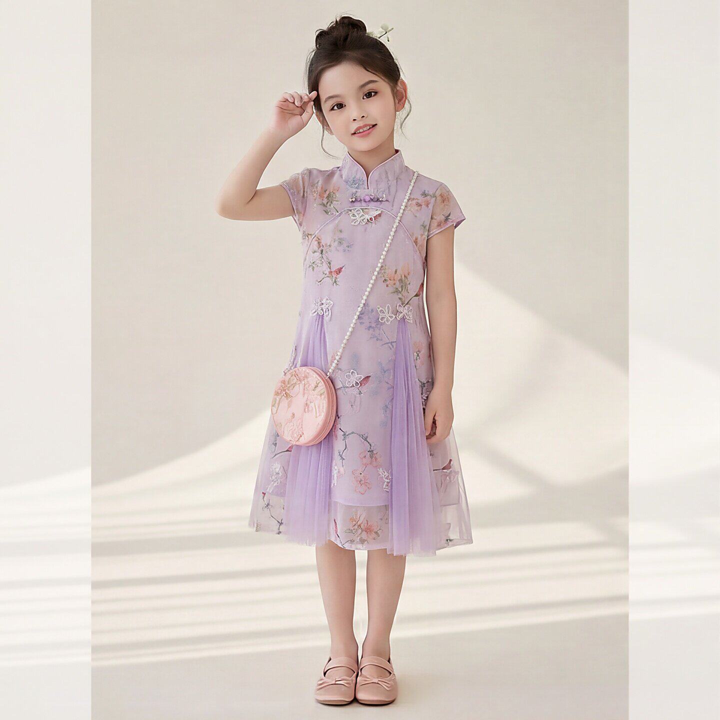 女童夏装汉服连衣裙2026新款初中生女孩旗袍裙小孩儿童中国风裙子