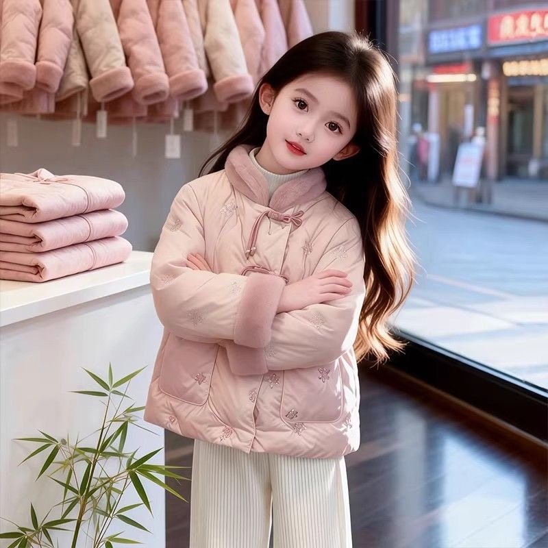 新中式女童羽绒棉服设计感短款盘扣刺绣粉色加厚外套中国风拜年服,童装/婴儿装/亲子装,羽绒服,淘宝优惠券,粉丝福利购,淘宝优惠卷