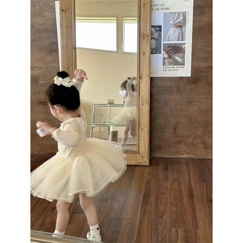 女童春秋2026新款迪士尼在逃公主裙蓬蓬纱裙儿童女宝宝甜美连衣裙