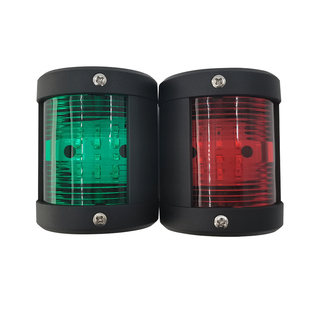 黑色框游艇左右舷灯红色绿色灯罩12V-24V航行信号灯5W船用指示灯