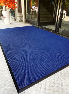 酒店大门口迎宾地毯深蓝色吸水脚垫定制蓝色室外防滑地垫商用加厚