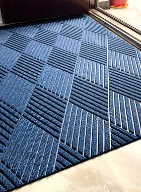 蓝色入户门地毯可裁剪门口地垫门外高级深蓝色室外脚垫防滑门垫