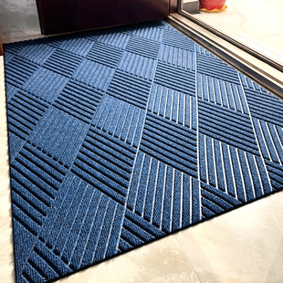 蓝色入户门地毯可裁剪门口地垫门外高级深蓝色室外脚垫防滑门垫